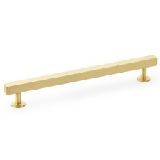 Square Cabinet Pull Handle 192mm Satin Brass