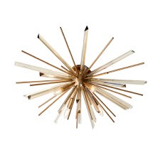Starburst 4 Light Flush Light Antique Brass & Champagne Glass Starburst 4 Light Flush Light Antique Brass & Champagne Glass