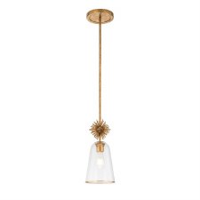 Elstead Staring Single Pendant Distressed Gold & Clear Glass