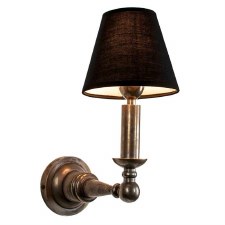 Steamer Dining Wall Light Antique With Black Shade