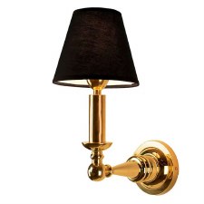 Steamer Dining Wall Light Polished Brass Unlacquered With Black Shade