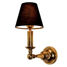 Steamer Dining Wall Light Renovated Brass With Black Shade