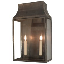 Strathmore Flush Outdoor Lantern Large Antique Brass