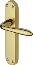 Heritage Sutton Latch Door Handles V6054 Polished Brass Lacquered