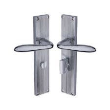 Heritage Sutton Reeded Bathroom Door Handles Polished Chrome