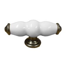 Porcelain T Handle White & Pewter