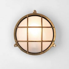 Thurso Round Outdoor Wall Light Natural Brass