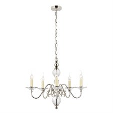 Interiors 1900 Tilburg 5 Light Chandelier Polished Nickel
