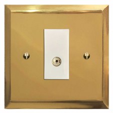 Mode TV Socket Outlet Polished Brass Lacquered & White Trim