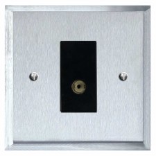 Mode TV Socket Outlet Satin Chrome & Black Trim