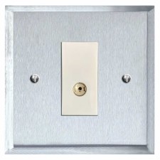 Mode TV Socket Outlet Satin Chrome & White Trim