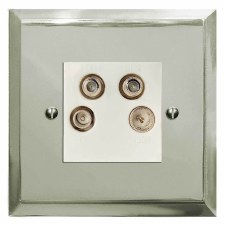 Mode Quadplex TV Socket Polished Nickel