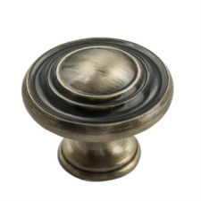 Traditional Pattern Cupboard Knob Antique Burnished Brass