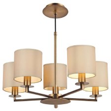 Tyler 5 Light Pendant Antique Bronze & Taupe Shades