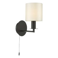 Tyler Wall Light Matt Black & Ivory Shade