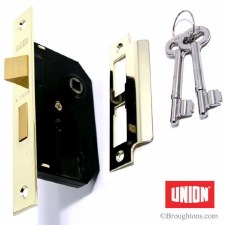 Union Mortice Door Lock 2.5" Polished Brass Lacquered