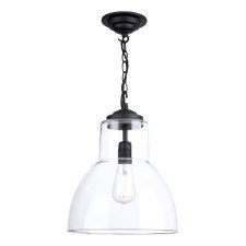 David Hunt Upton Large Pendant Black With Clear Glass