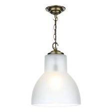 David Hunt Upton Large Pendant Light Antique Brass With Opal Glass