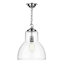 David Hunt Upton Large Pendant Chrome With Clear Glass