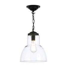 David Hunt Upton Small Pendant Light Black With Clear Glass