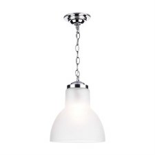 David Hunt Upton Small Pendant Light Polished Chrome With Opal Glass