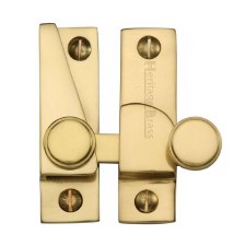 Heritage Hook Plate Sash Fastener V1106 Polished Brass Unlacquered