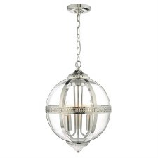Vanessa 3 Light Globe Lantern Polished Nickel Vanessa 3 Light Globe Lantern Polished Nickel