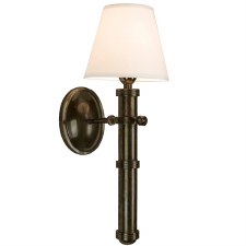 Velsheda Single Wall Light Sconce Antique Brass & White Shade