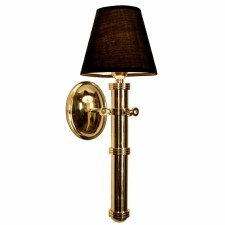 Velsheda Single Wall Light Sconce Polished Brass Unlacquered & Black Shade