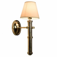 Velsheda Single Wall Light Sconce Polished Brass Unlacquered & Ivory Shade