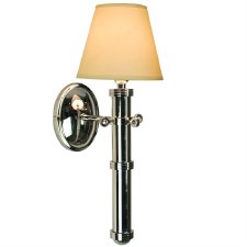 Velsheda Single Wall Light Sconce Polished Nickel & Ivory Shade