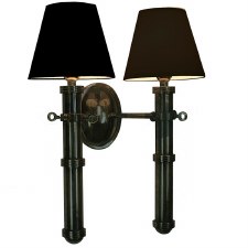 Velsheda Double Wall Light Sconce Antique Brass & Black Shades