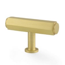 Vesper T-Bar Cupboard Knob Satin Brass