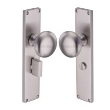 Heritage Victoria Door Knobs Bathroom Plate V9430 Satin Nickel