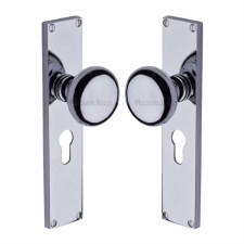 Heritage Victoria Door Knobs Euro Plate V9448 Polished Chrome
