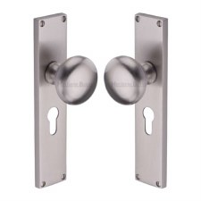 Heritage Victoria Door Knobs Euro Plate V9448 Satin Nickel