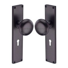 Heritage Victoria Door Knobs Lock Plate V9400 Matt Bronze