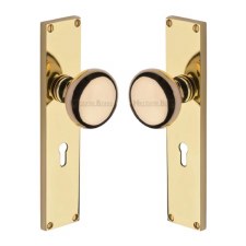 Heritage Victoria Door Knobs Lock Plate V9400 Polished Brass