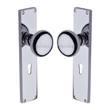 Heritage Victoria Door Knobs Lock Plate V9400 Polished Chrome