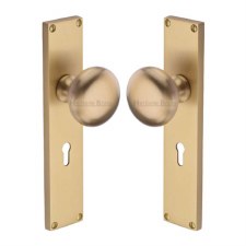 Heritage Victoria Door Knobs Lock Plate V9400 Satin Brass