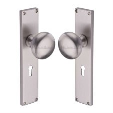 Heritage Victoria Door Knobs Lock Plate V9400 Satin Nickel