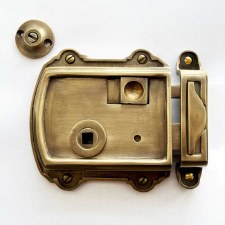 Victorian Rim Latch 4" with Emergency Release Antique Satin Brass