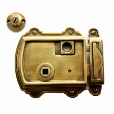 Victorian Rim Latch 4" with Emergency Release Renovated Brass