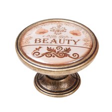 Vintage Chic "Beauty" Cupboard Knob Antique Brass