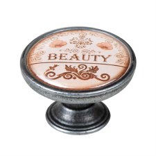 Vintage Chic "Beauty" Cupboard Knob Old Silver