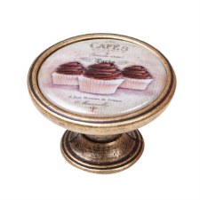 Vintage Chic Cup Cakes Cupboard Knob Antique Brass