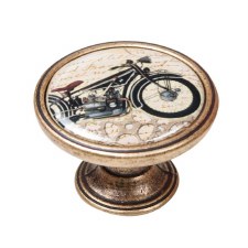 Vintage Chic Motorbike Cupboard Knob Antique Brass