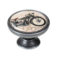 Vintage Chic Motorbike Cupboard Knob Old Siver