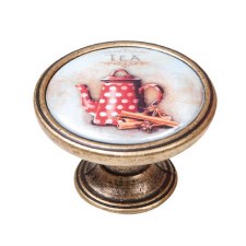 Vintage Chic Tea Pot Cupboard Knob Antique Brass