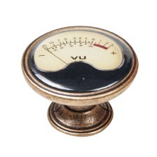 Vintage Chic VU Meter Cupboard Knob Antique Brass